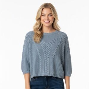 Cabi size xsmall blue cable knit crop sweater top